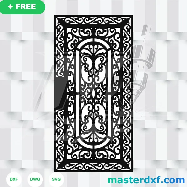 Symmetrical Wrought Iron Gate Scroll Free DXF DXF File